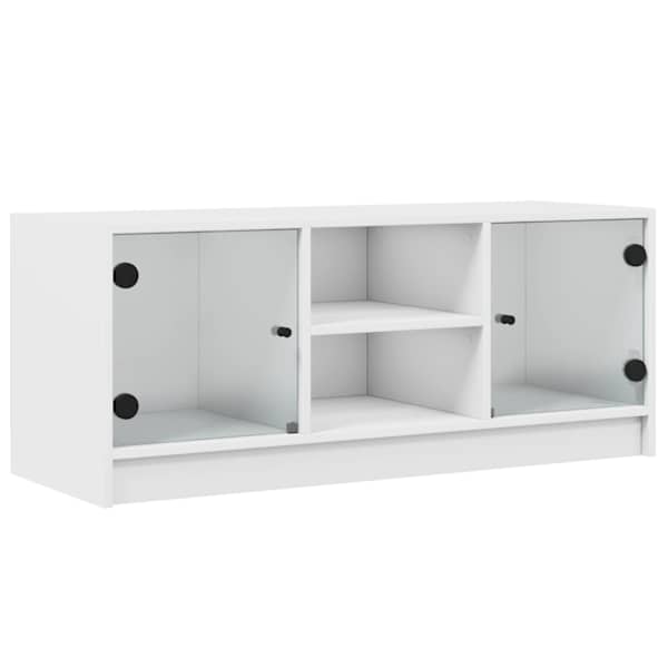 vidaXL klaasustega telerikapp, valge, 102 x 37 x 42 cm