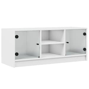 TV skříňka se skleněnými dvířky bílá 102x37x42 cm - obrázek 2