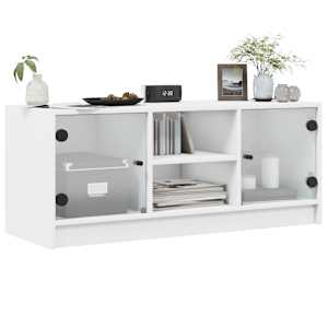 TV skříňka se skleněnými dvířky bílá 102x37x42 cm - obrázek 4