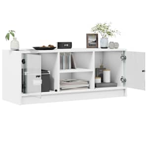 TV skříňka se skleněnými dvířky bílá 102x37x42 cm - obrázek 5
