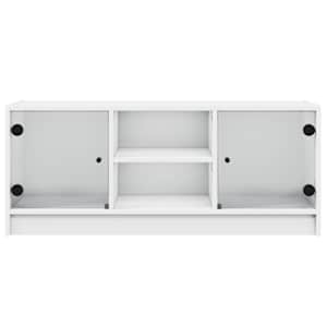 TV skříňka se skleněnými dvířky bílá 102x37x42 cm - obrázek 6