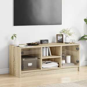 TV skříňka se skleněnými dvířky dub sonoma 102x37x42 cm - obrázek 3