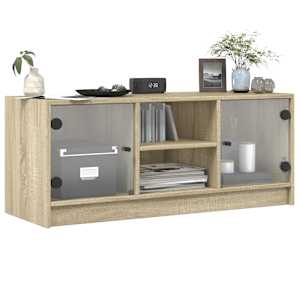 TV skříňka se skleněnými dvířky dub sonoma 102x37x42 cm - obrázek 4