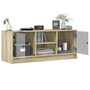TV skříňka se skleněnými dvířky dub sonoma 102x37x42 cm - obrázek 5