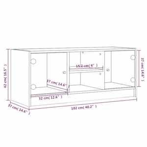 TV skříňka se skleněnými dvířky dub sonoma 102x37x42 cm - obrázek 11