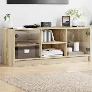 TV skříňka se skleněnými dvířky dub sonoma 102x37x42 cm - obrázek 1