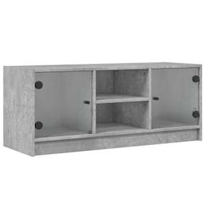 TV skříňka se skleněnými dvířky betonově šedá 102x37x42 cm - obrázek 2