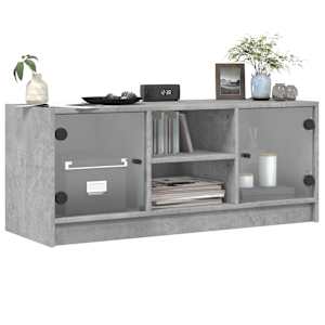 TV skříňka se skleněnými dvířky betonově šedá 102x37x42 cm - obrázek 4