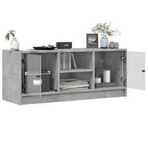 TV skříňka se skleněnými dvířky betonově šedá 102x37x42 cm - obrázek 5