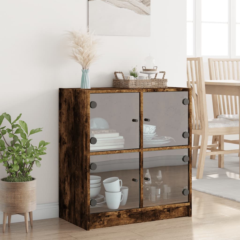 Thumbnail - vidaXL Beistellschrank mit Glastüren Räuchereiche 68x37x75,5 cm