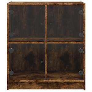Odkládací skříňka skleněná dvířka kouřový dub 68x37x75,5 cm - obrázek 6