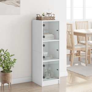Highboard se skleněnými dvířky bílý 35 x 37 x 109 cm - obrázek 3