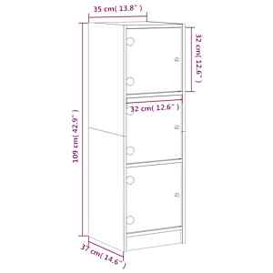Highboard se skleněnými dvířky bílý 35 x 37 x 109 cm - obrázek 11