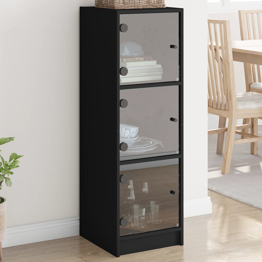 vidaXL Highboard mit Glastüren Schwarz 35x37x109 cm