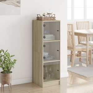 Highboard se skleněnými dvířky dub sonoma 35 x 37 x 109 cm - obrázek 3