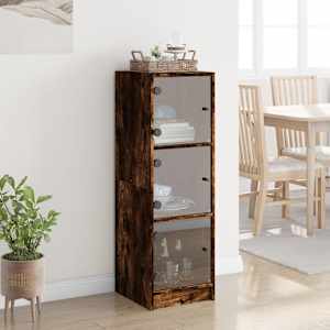 Highboard se skleněnými dvířky kouřový dub 35 x 37 x 109 cm - obrázek 3
