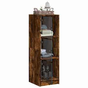 Highboard se skleněnými dvířky kouřový dub 35 x 37 x 109 cm - obrázek 5