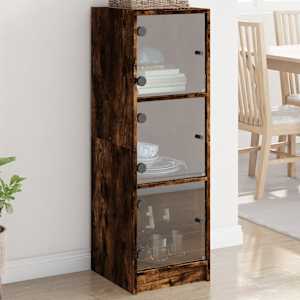 Highboard se skleněnými dvířky kouřový dub 35 x 37 x 109 cm - obrázek 1