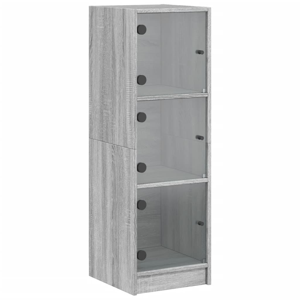 vidaXL Highboard se skleněnými dvířky šedý sonoma 35 x 37 x 109 cm