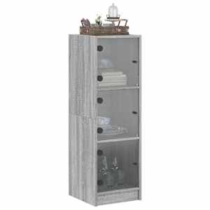 Highboard se skleněnými dvířky šedý sonoma 35 x 37 x 109 cm - obrázek 4