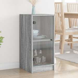 Stranska omarica s steklenimi vrati siva sonoma 35x37x75,5 cm