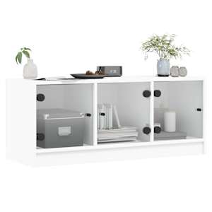 TV skříňka se skleněnými dvířky bílá 102x37x42 cm - obrázek 4