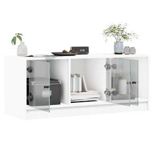 TV skříňka se skleněnými dvířky bílá 102x37x42 cm - obrázek 5