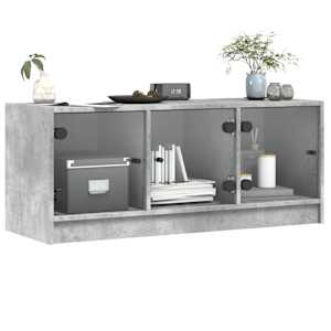 TV skříňka se skleněnými dvířky betonově šedá 102x37x42 cm - obrázek 4
