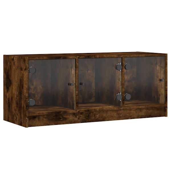 vidaXL klaasustega telerikapp, suitsutatud tamm, 102 x 37 x 42 cm
