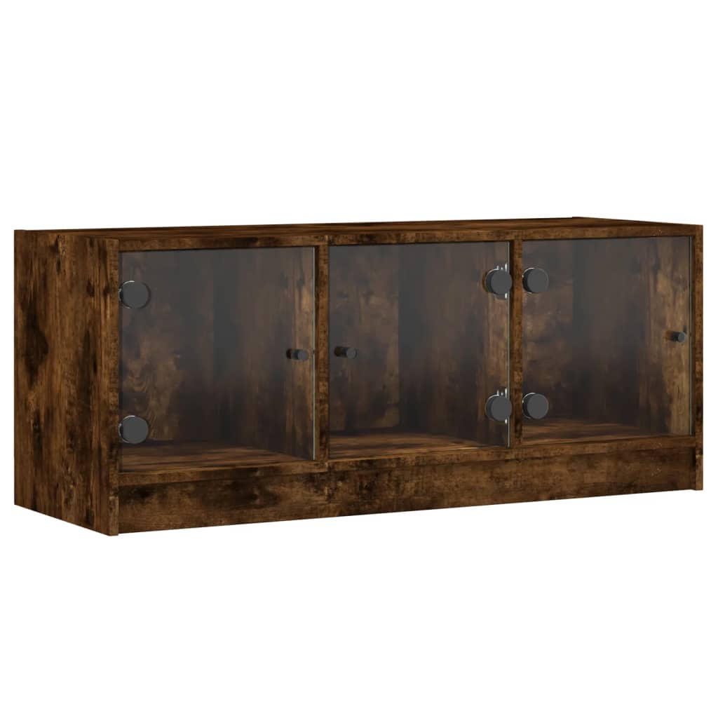 E-shop vidaXL TV skrinka so sklenenými dvierkami dymový dub 102x37x42 cm