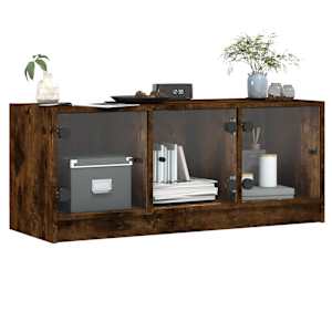 TV skříňka se skleněnými dvířky kouřový dub 102x37x42 cm - obrázek 4