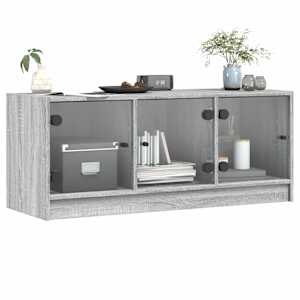 TV skříňka se skleněnými dvířky šedá sonoma 102x37x42 cm - obrázek 4