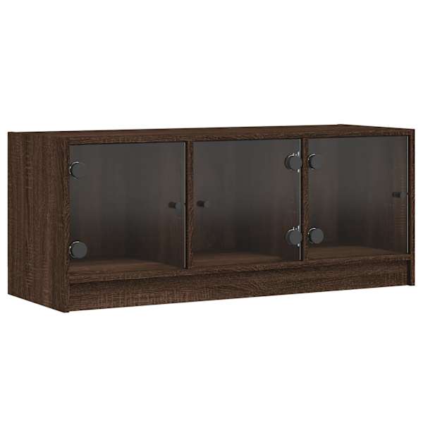 vidaXL klaasustega telerikapp, pruun tamm, 102 x 37 x 42 cm