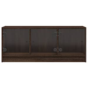 TV skříňka se skleněnými dvířky hnědý dub 102x37x42 cm - obrázek 6
