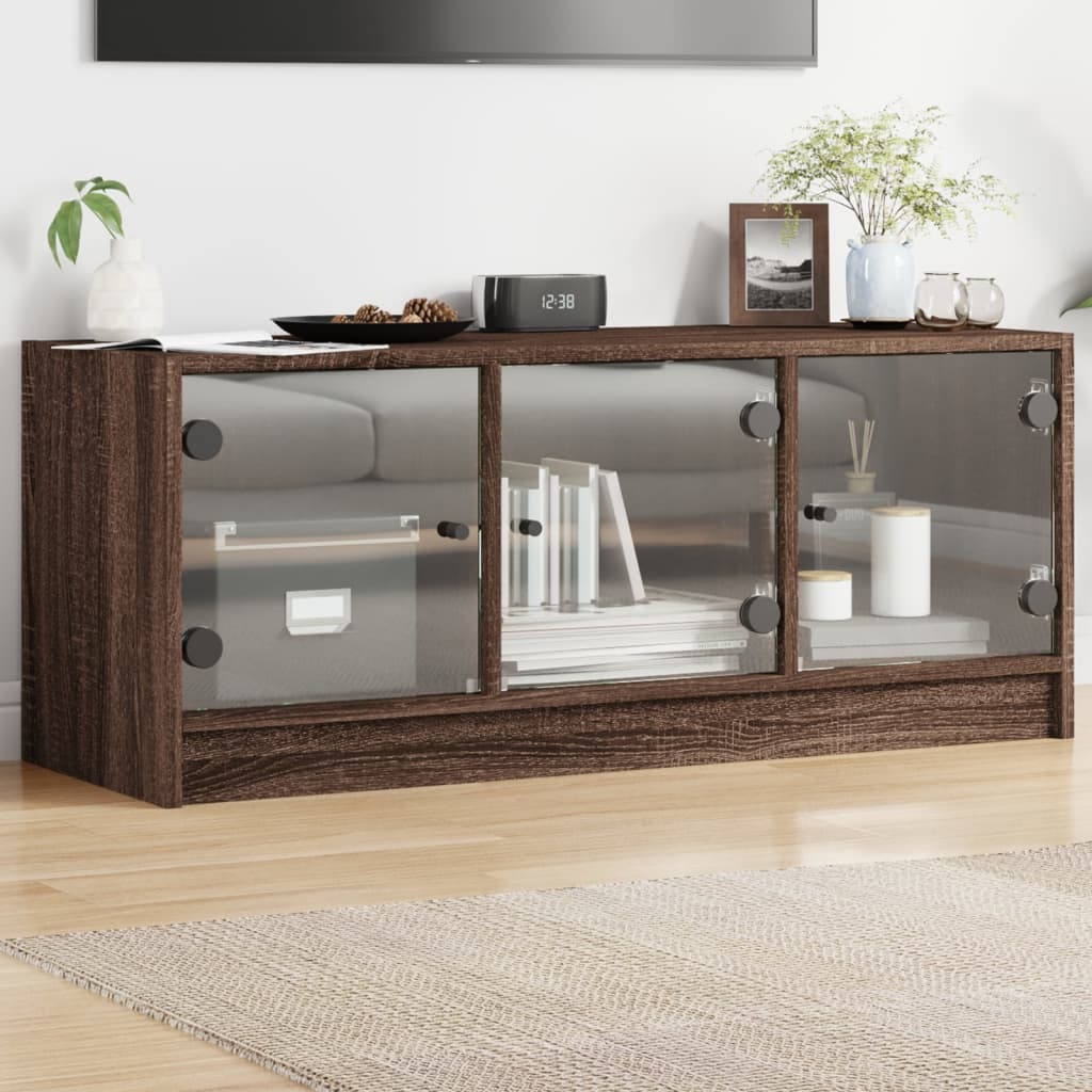 vidaXL TV-Schrank mit Glastüren Braun Eichen-Optik 102x37x42 cm