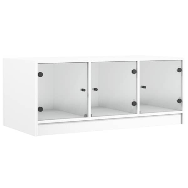 vidaXL kohvilaud klaasustega, valge, 102 x 50 x 42 cm
