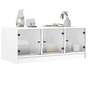Konferenční stolek se skleněnými dvířky bílý 102 x 50 x 42 cm - obrázek 4