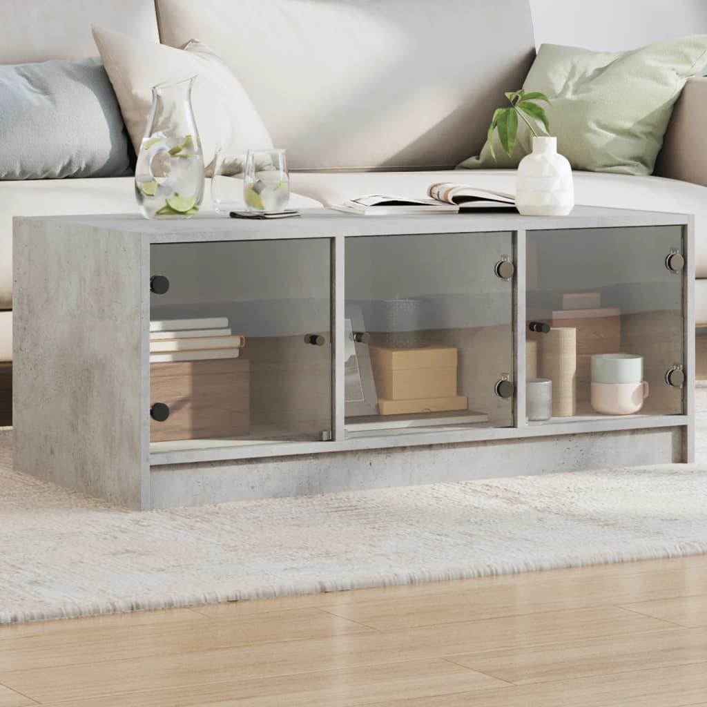 vidaXL sofabord med glaslåger 102x50x42 cm betongrå