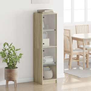 Highboard se skleněnými dvířky dub sonoma 35 x 37 x 142 cm - obrázek 3