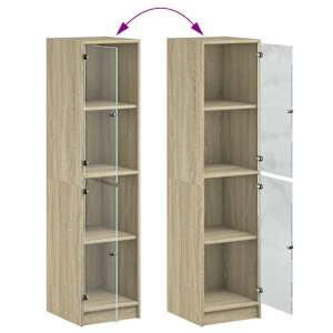 Highboard se skleněnými dvířky dub sonoma 35 x 37 x 142 cm - obrázek 9
