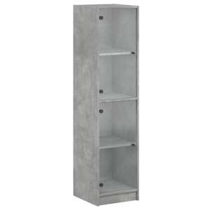 Highboard se skleněnými dvířky betonově šedý 35 x 37 x 142 cm - obrázek 2
