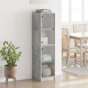 Highboard se skleněnými dvířky betonově šedý 35 x 37 x 142 cm - obrázek 3