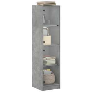 Highboard se skleněnými dvířky betonově šedý 35 x 37 x 142 cm - obrázek 4