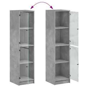 Highboard se skleněnými dvířky betonově šedý 35 x 37 x 142 cm - obrázek 9