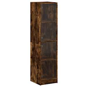 Highboard se skleněnými dvířky kouřový dub 35 x 37 x 142 cm - obrázek 2