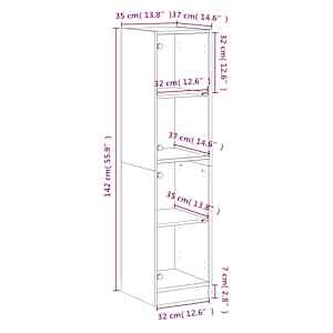 Highboard se skleněnými dvířky kouřový dub 35 x 37 x 142 cm - obrázek 12