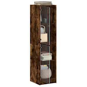Highboard se skleněnými dvířky kouřový dub 35 x 37 x 142 cm - obrázek 5
