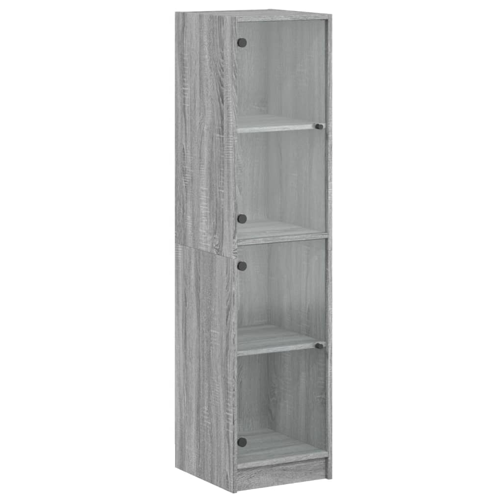 vidaXL Highboard se skleněnými dvířky šedý sonoma 35 x 37 x 142 cm