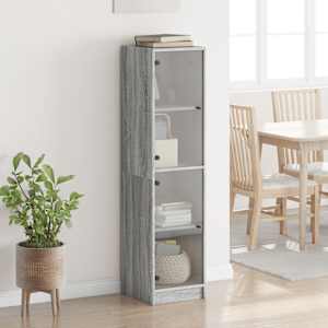 Highboard se skleněnými dvířky šedý sonoma 35 x 37 x 142 cm - obrázek 3