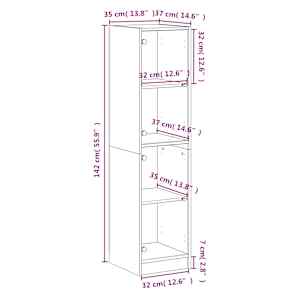 Highboard se skleněnými dvířky šedý sonoma 35 x 37 x 142 cm - obrázek 12